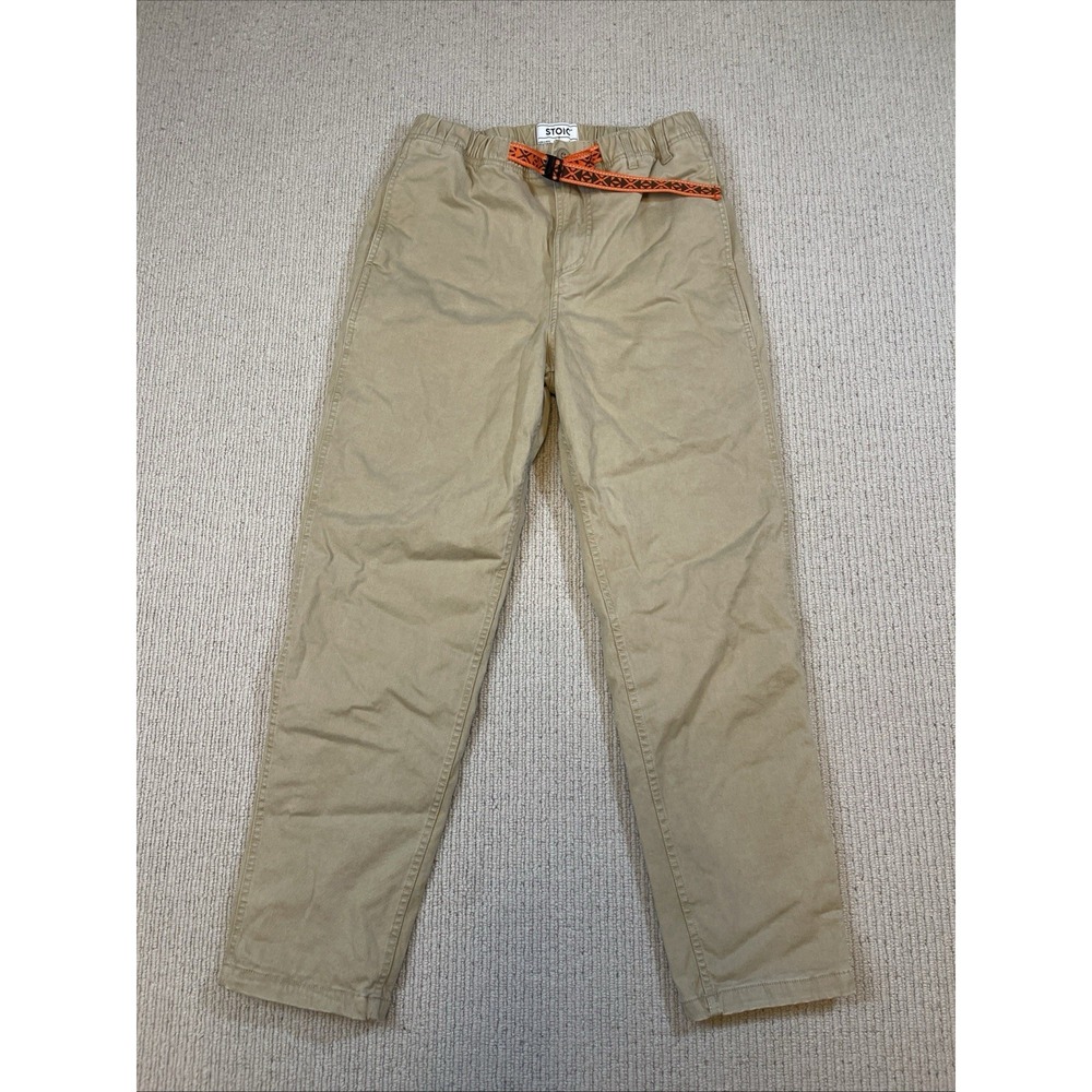 Stoic Venture Pants Mens Small Beige Flannel Lined Gorpcore Climbing Camp Belt